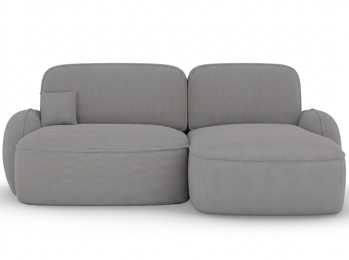 Canapé d'angle convertible design MIRABEAU avec coffre de rangement - Tissu texturé gris foncé - vue 1