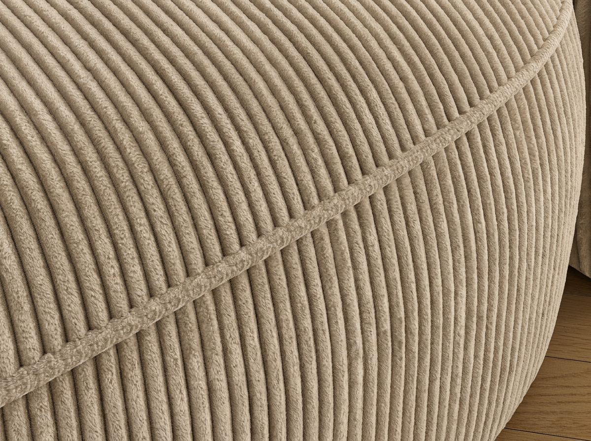 Canapé d'angle convertible design MIRABEAU avec coffre de rangement - Velours côtelé épais camel - vue 7