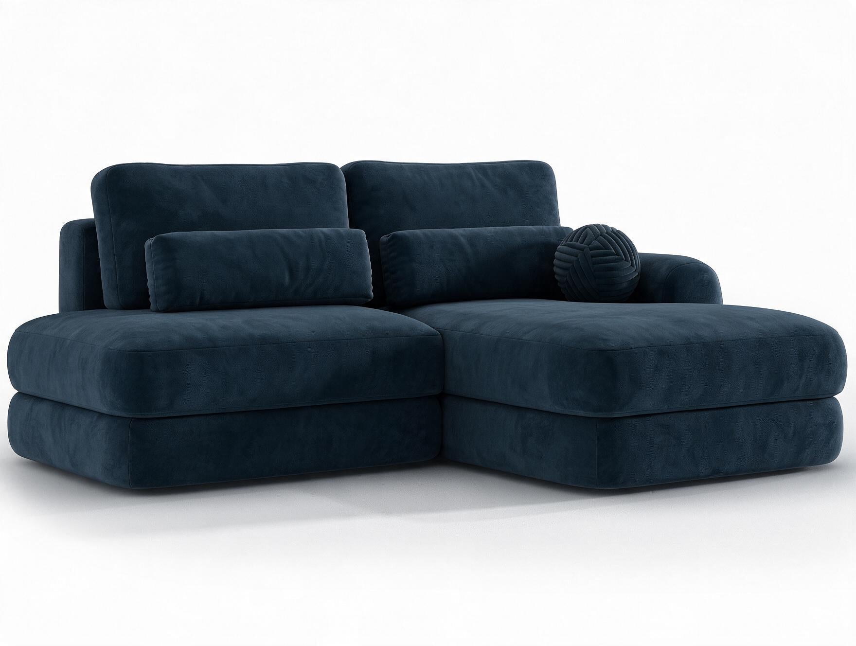 Canapé d'angle convertible design WAGRAM avec coffre de rangement - Velours bleu marine - vue 5