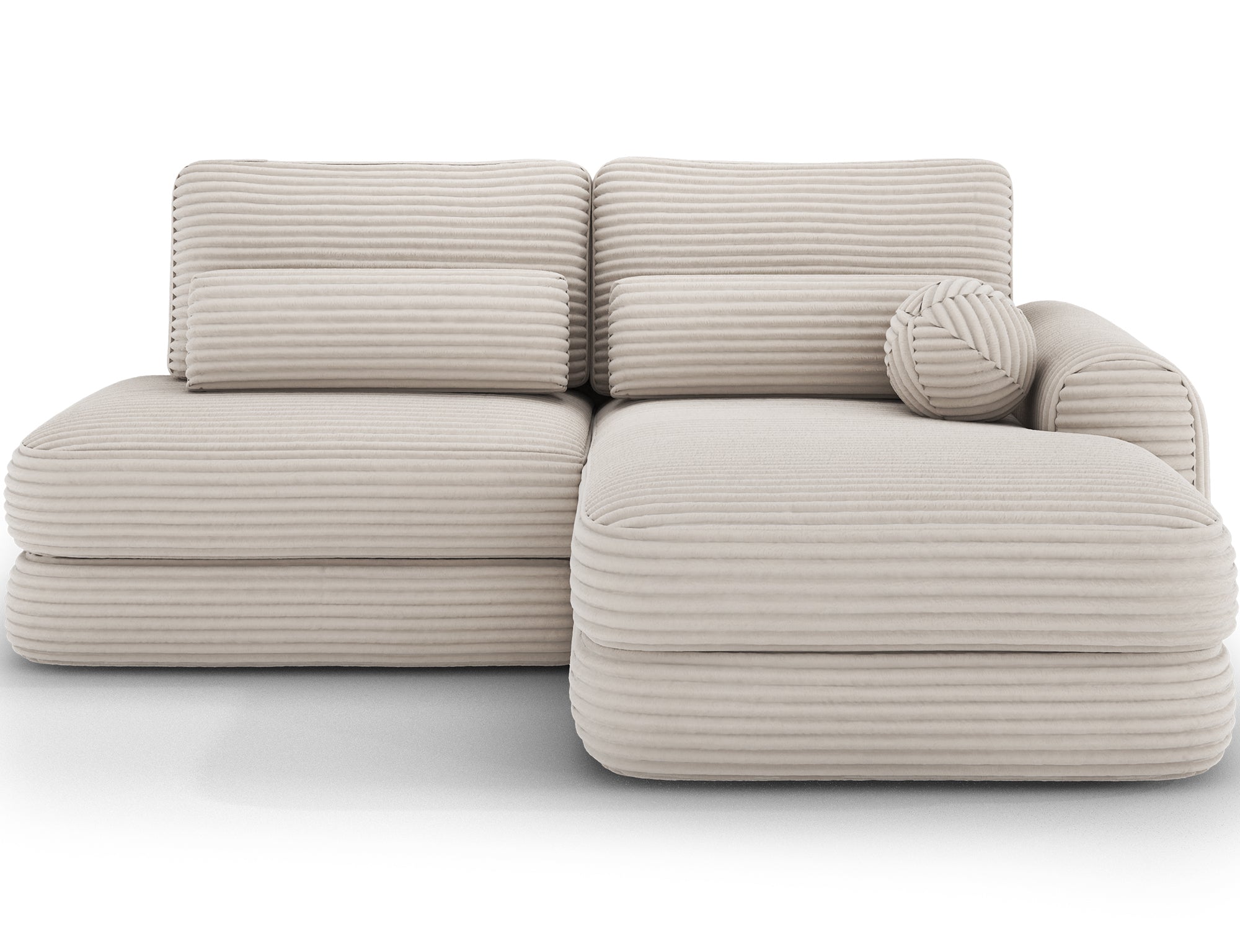Canapé d'angle convertible design WAGRAM avec coffre de rangement - Velours côtelé épais beige - vue 1