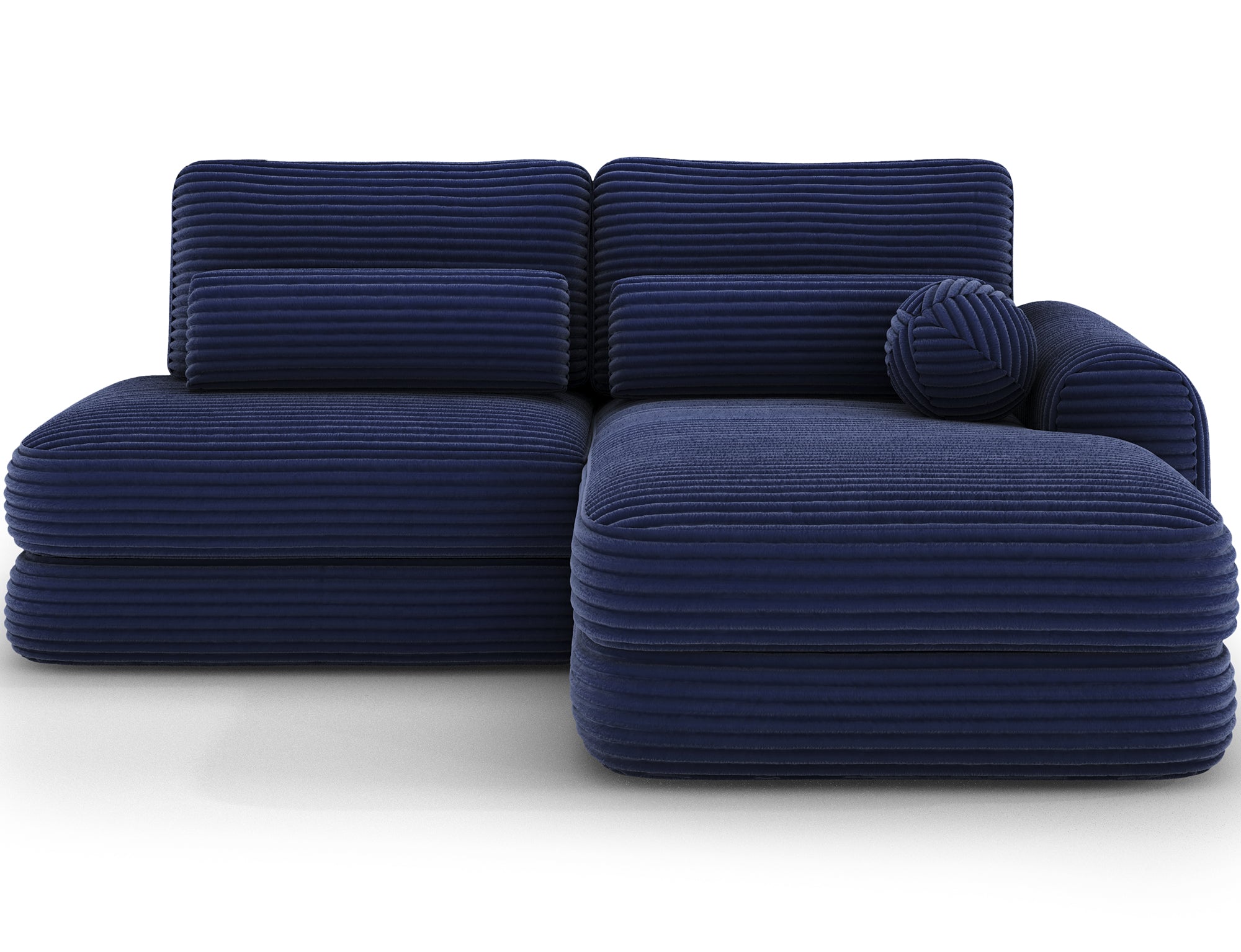 Canapé d'angle convertible design WAGRAM avec coffre de rangement - Velours côtelé épais bleu - vue 1