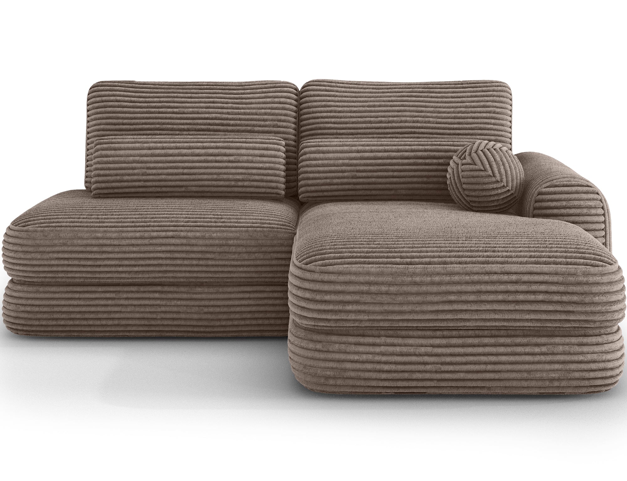 Canapé d'angle convertible design WAGRAM avec coffre de rangement - Velours côtelé épais camel - vue 1