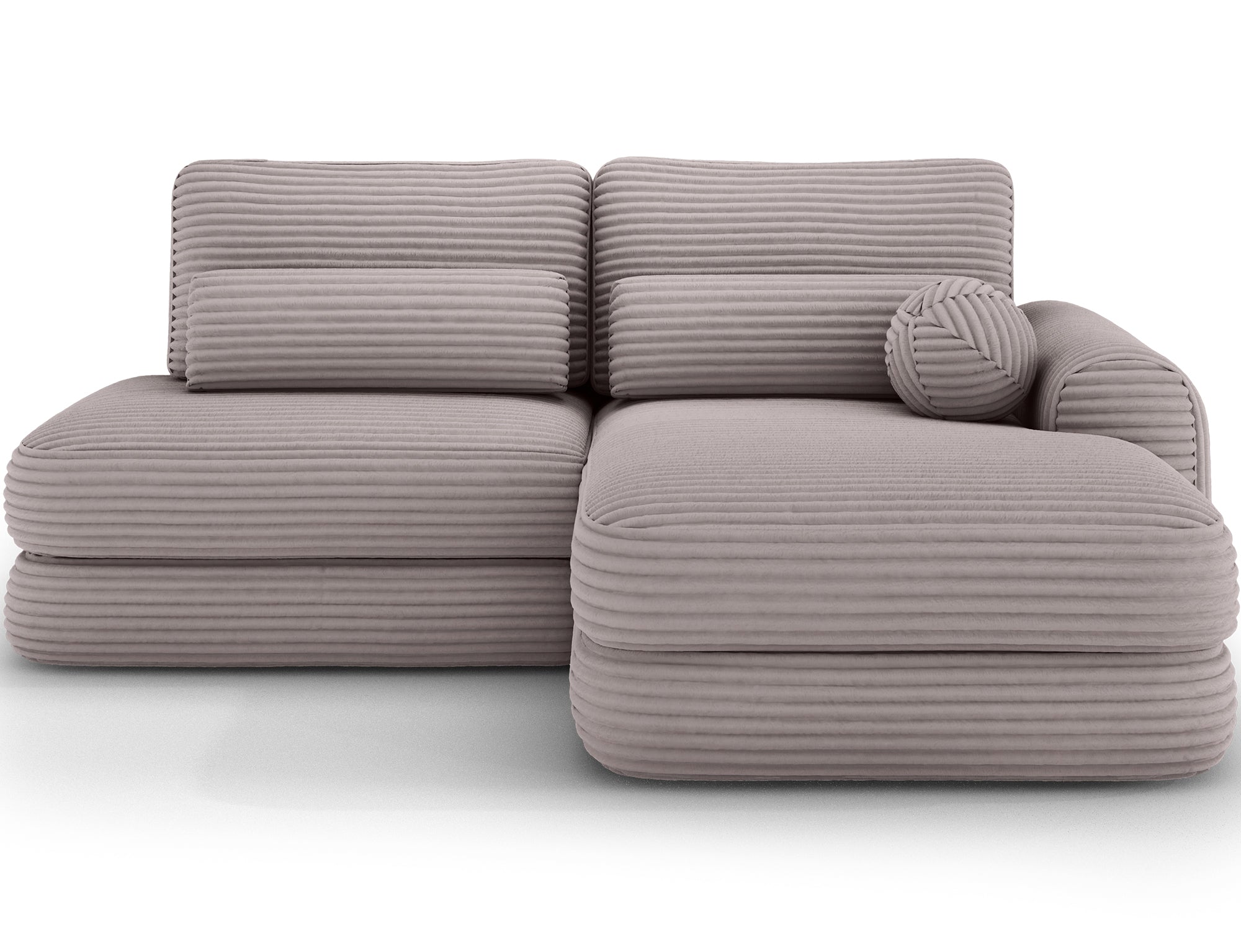 Canapé d'angle convertible design WAGRAM avec coffre de rangement - Velours côtelé épais gris clair - vue 1