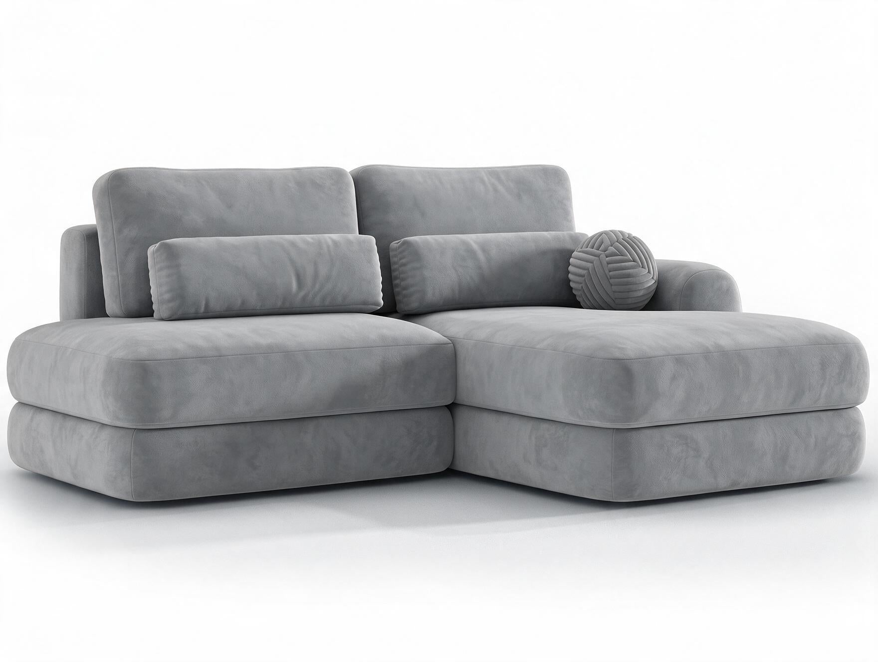 Canapé d'angle convertible design WAGRAM avec coffre de rangement - Velours gris clair - vue 5