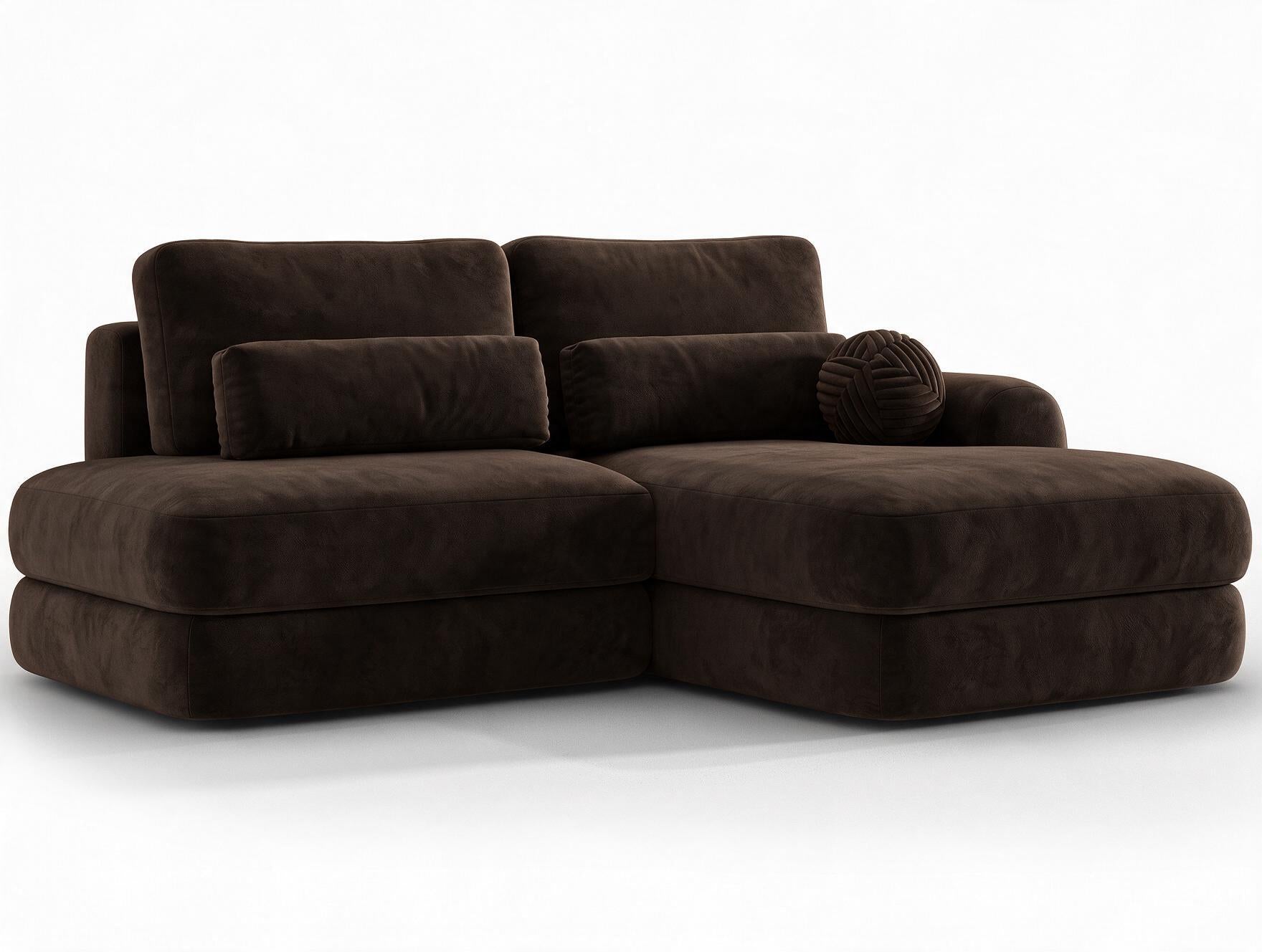 Canapé d'angle convertible design WAGRAM avec coffre de rangement - Velours marron foncé - vue 5