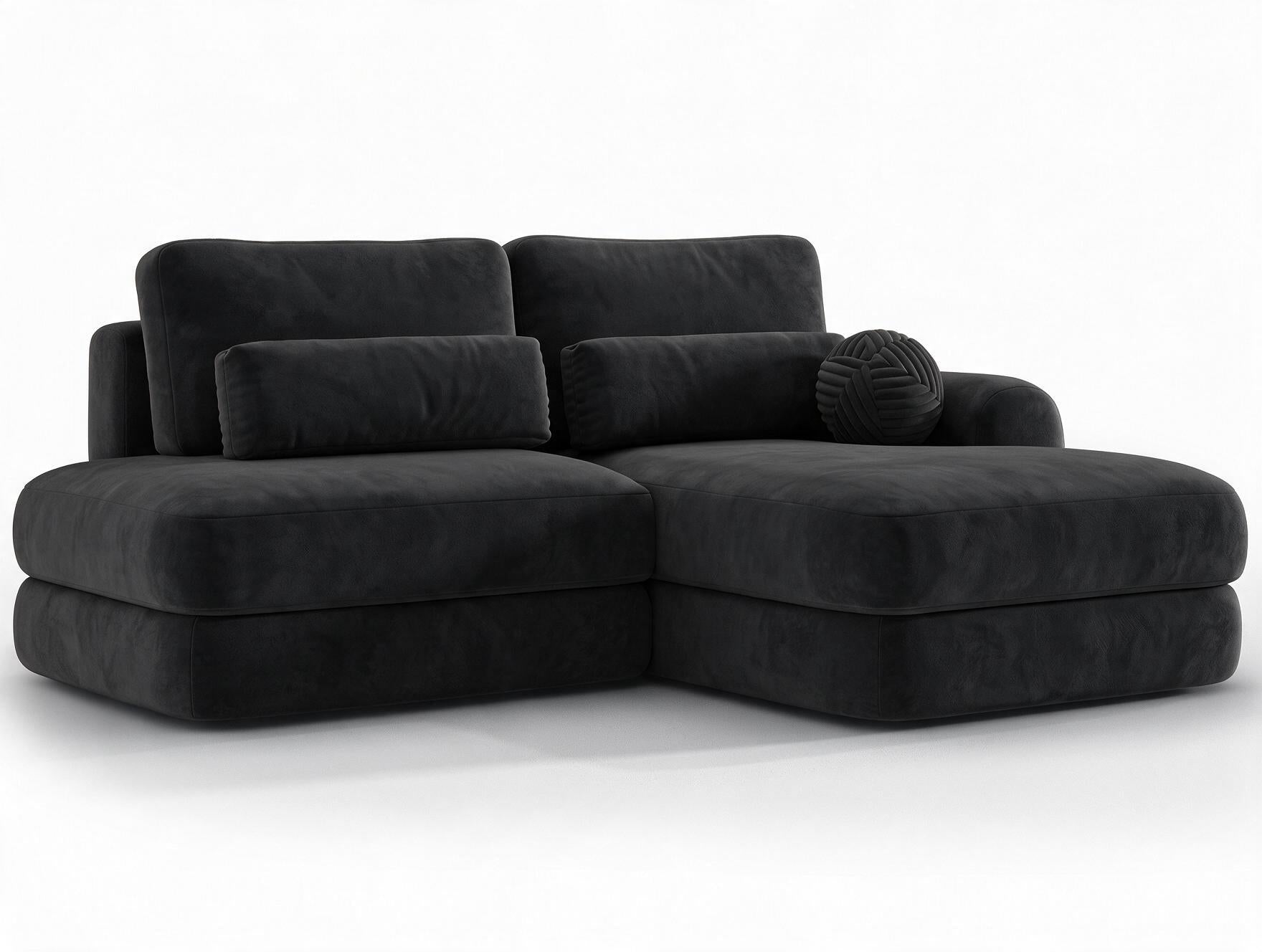 Canapé d'angle convertible design WAGRAM avec coffre de rangement - Velours noir - vue 5