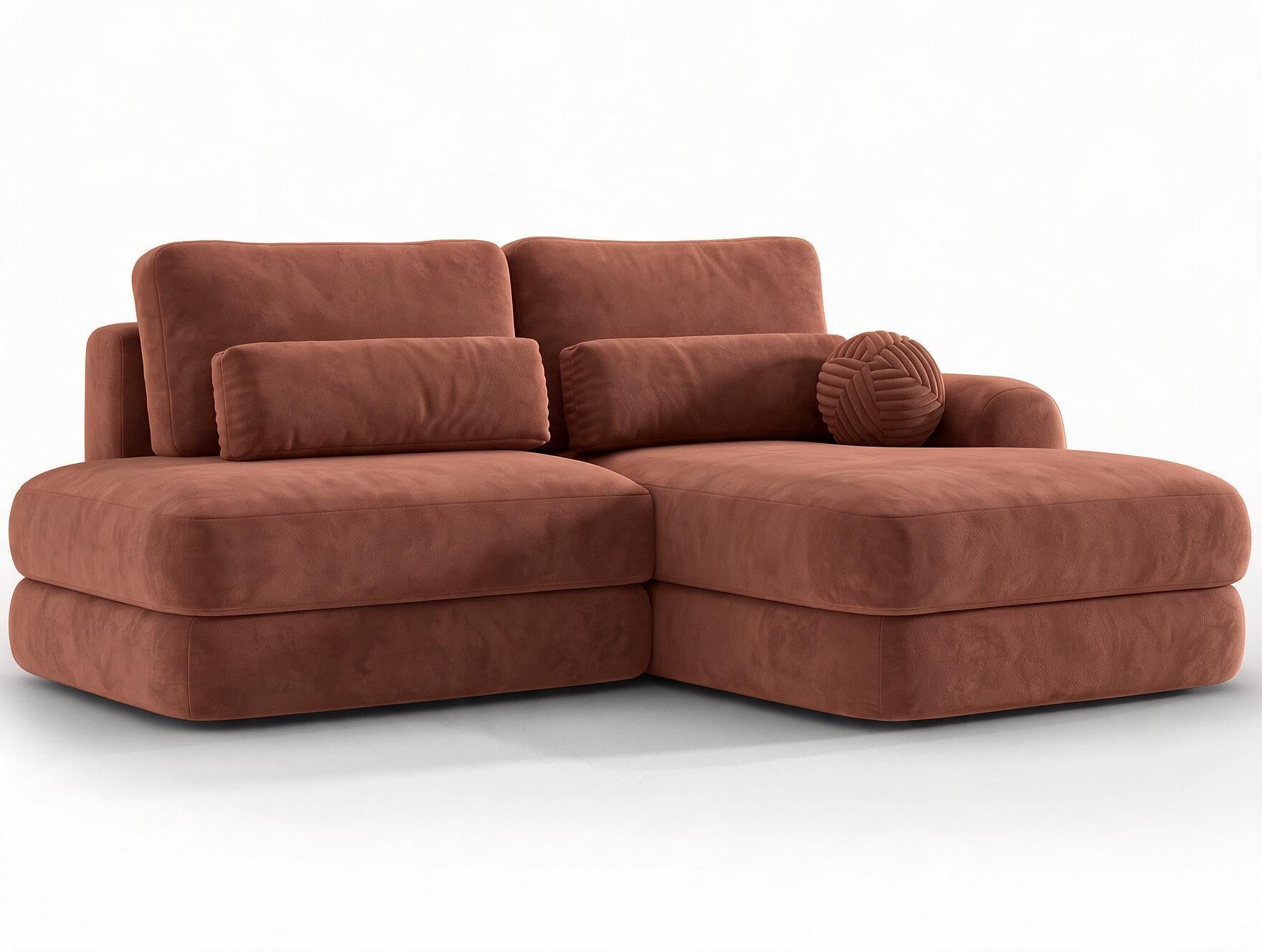 Canapé d'angle convertible design WAGRAM avec coffre de rangement - Velours terracotta - vue 5