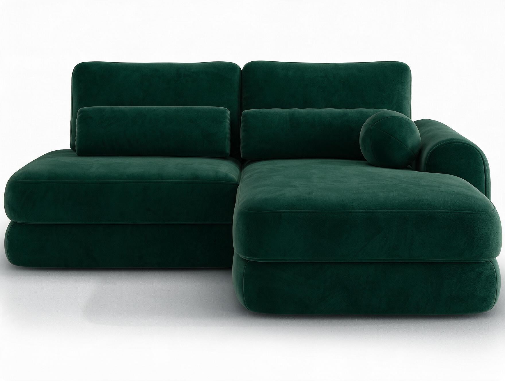 Canapé d'angle convertible design WAGRAM avec coffre de rangement - Velours vert sapin - vue 1