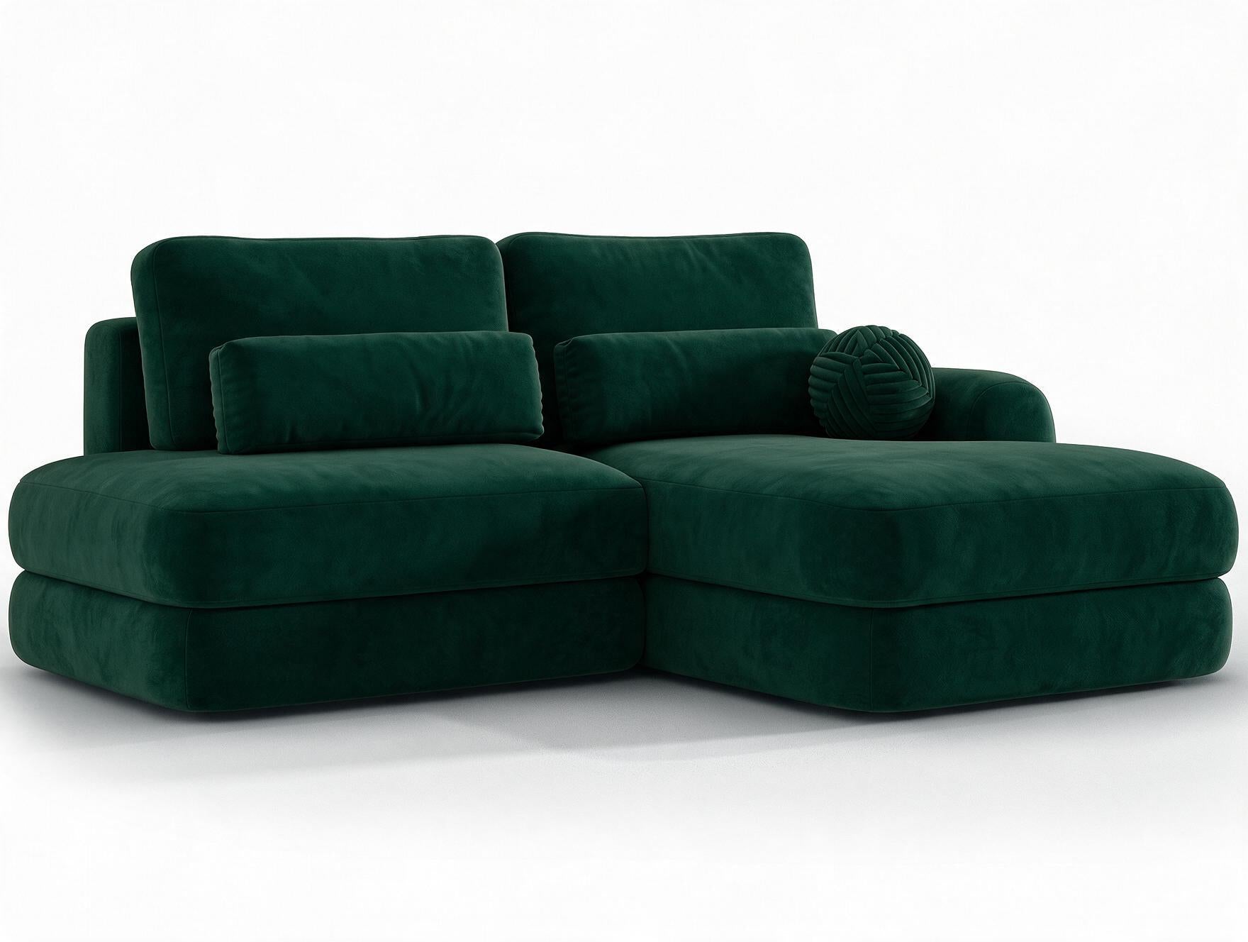 Canapé d'angle convertible design WAGRAM avec coffre de rangement - Velours vert sapin - vue 5