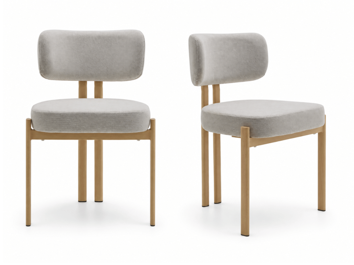 Chaise Passy en tissu texturé avec pieds effet bois – Lot de 2