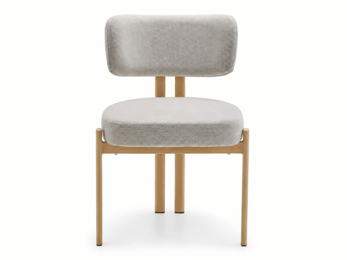 Chaise Passy en tissu texturé avec pieds effet bois – Lot de 2
