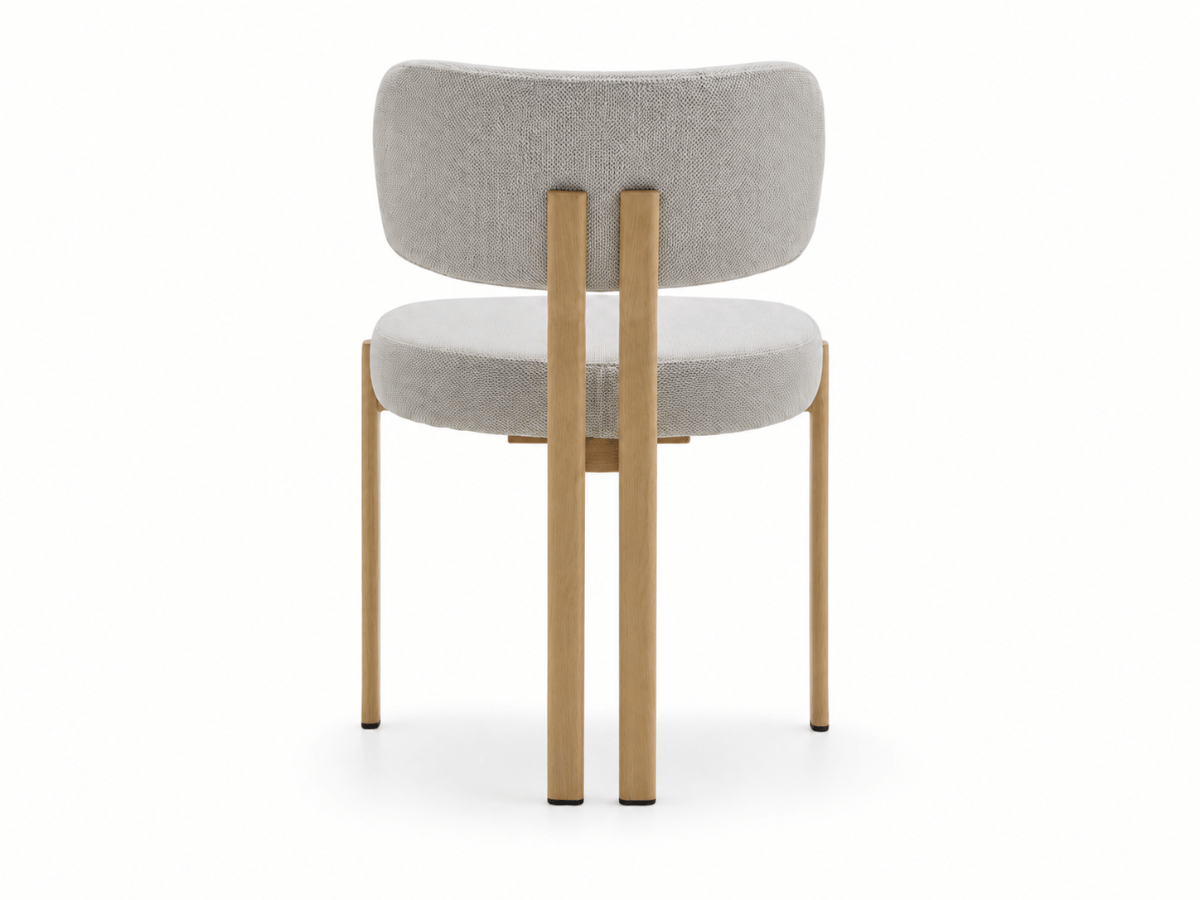 Chaise Passy en tissu texturé avec pieds effet bois – Lot de 2