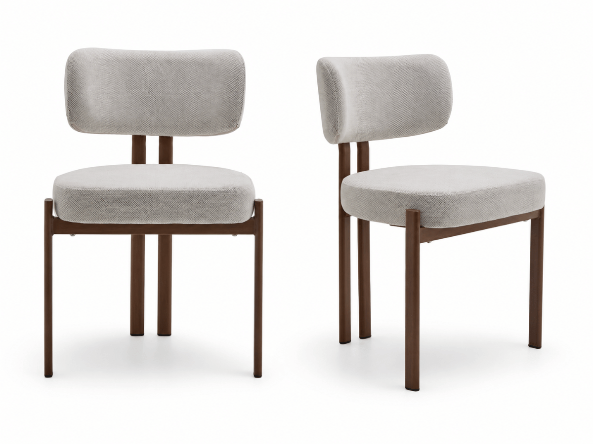 Chaise Passy en tissu texturé avec pieds effet bois – Lot de 2