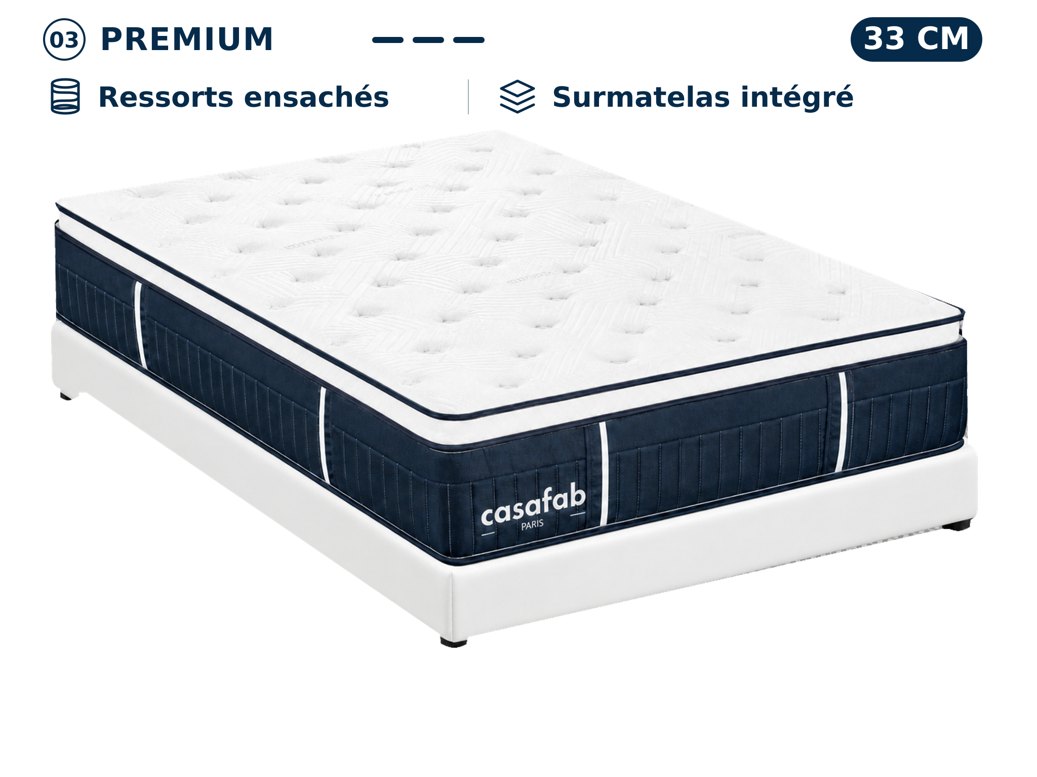 Matelas avec sur-matelas intégré épaisseur 33CM - EVEREST