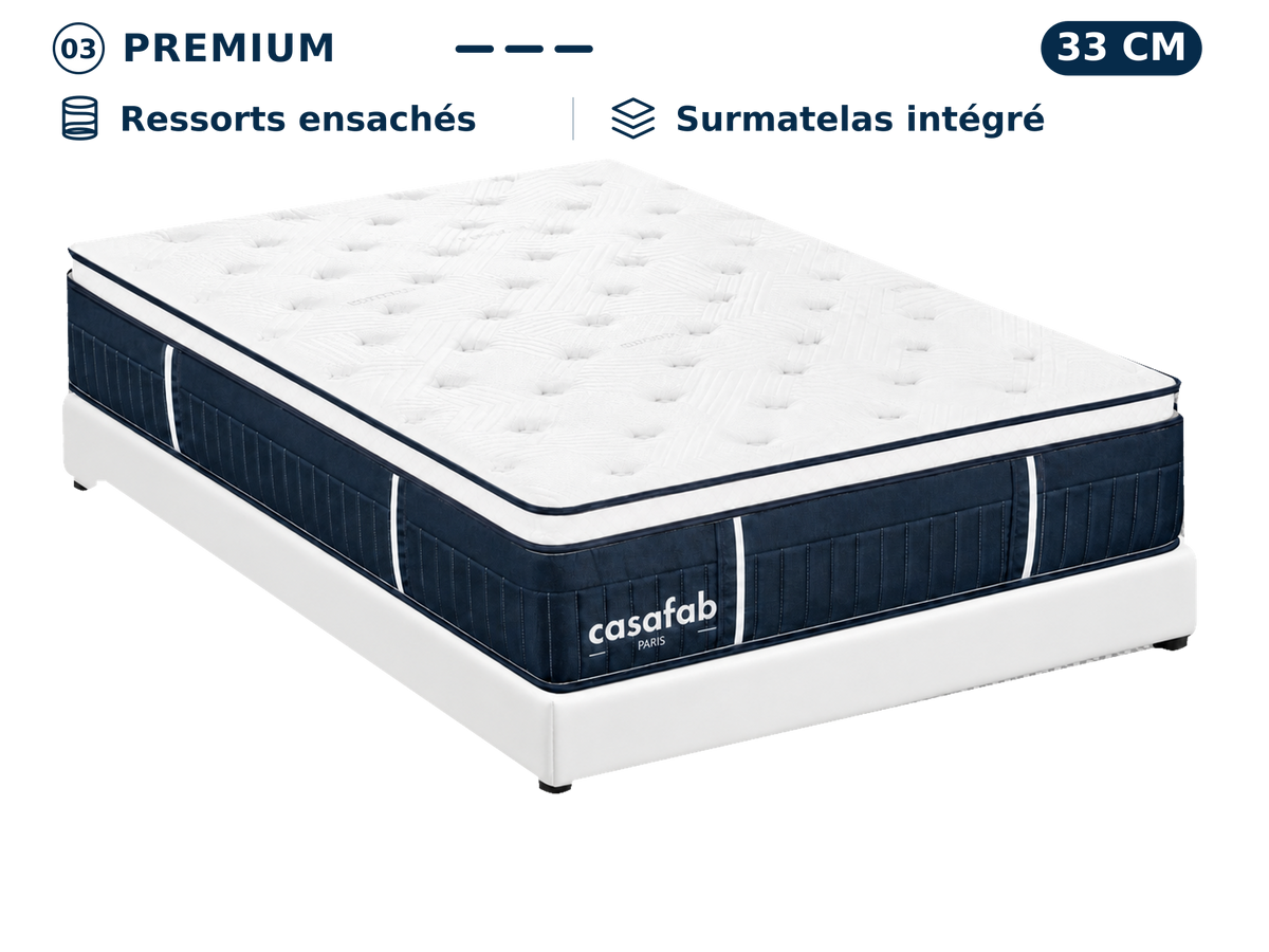 Matelas avec sur-matelas intégré épaisseur 33CM - EVEREST
