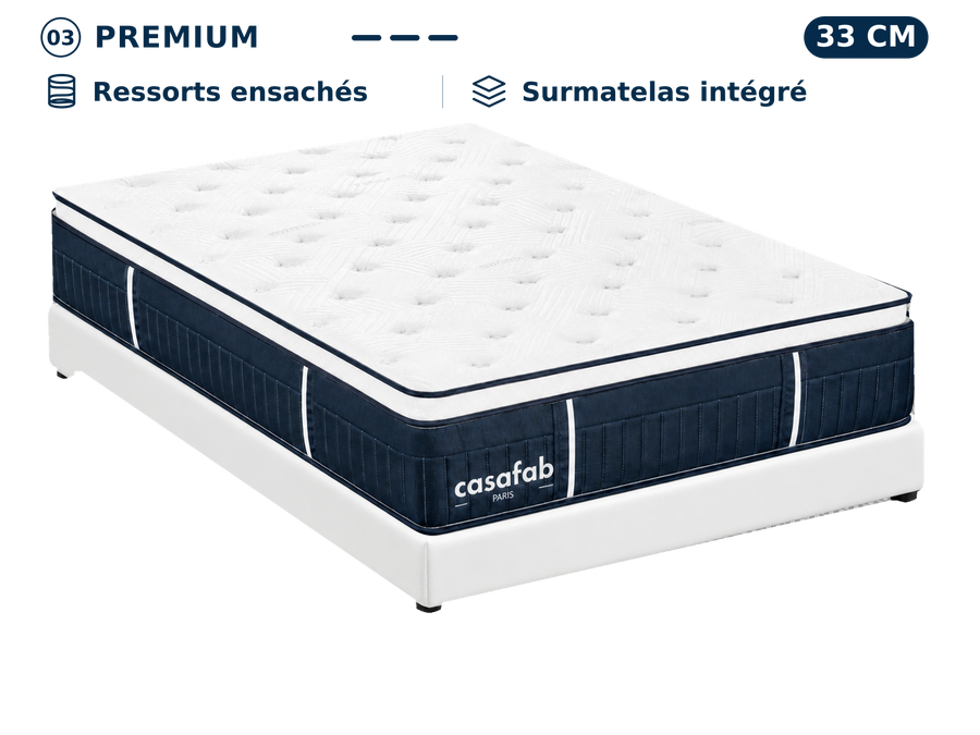 Matelas avec sur-matelas intégré épaisseur 33CM - EVEREST