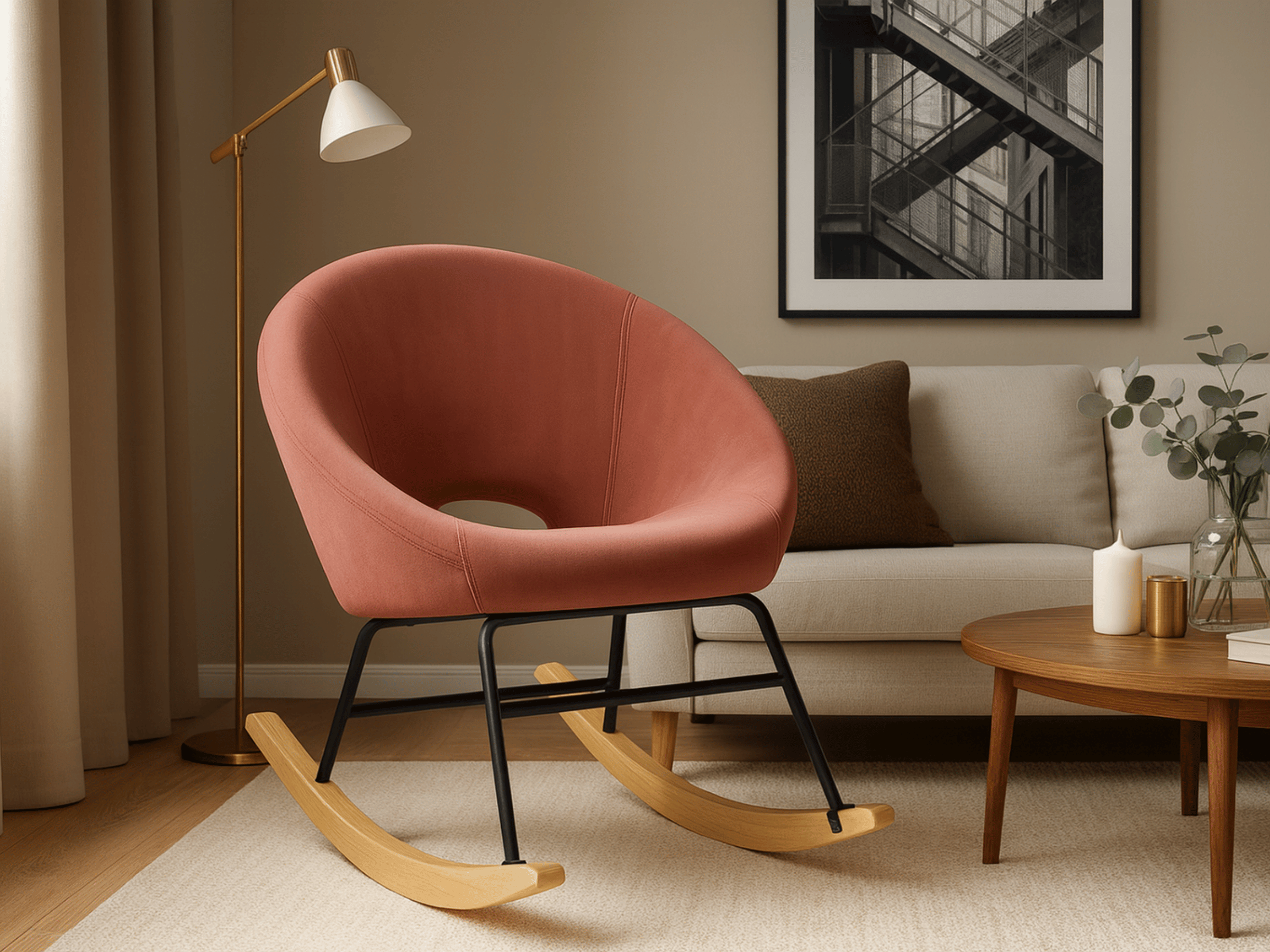 Fauteuil à bascule design en velours – Confort moderne Moovia