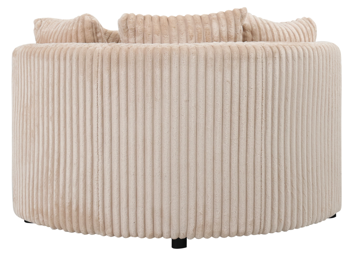 Fauteuil rond en velours côtelé grande épaisseur beige NEVO