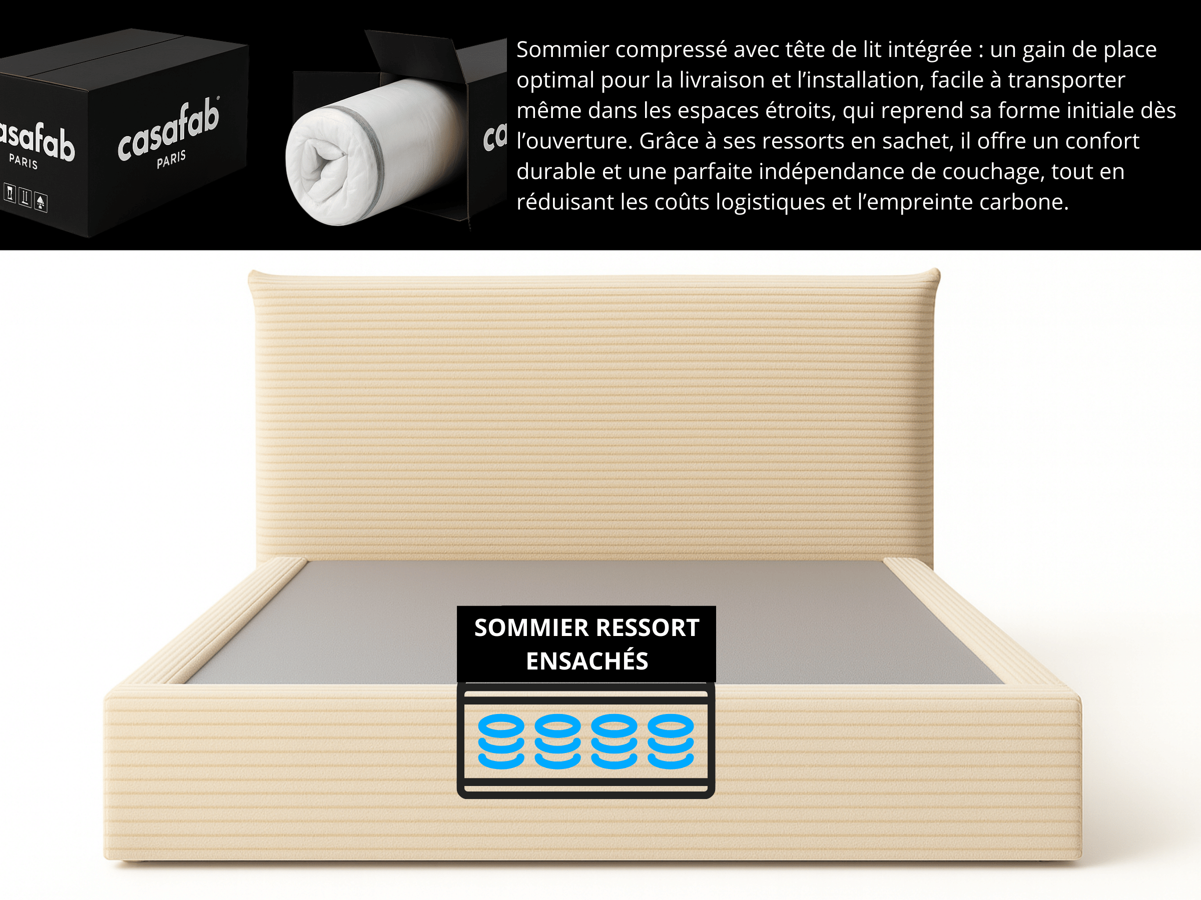 Lit Air Loom – Sommier compressé avec tête de lit intégrée