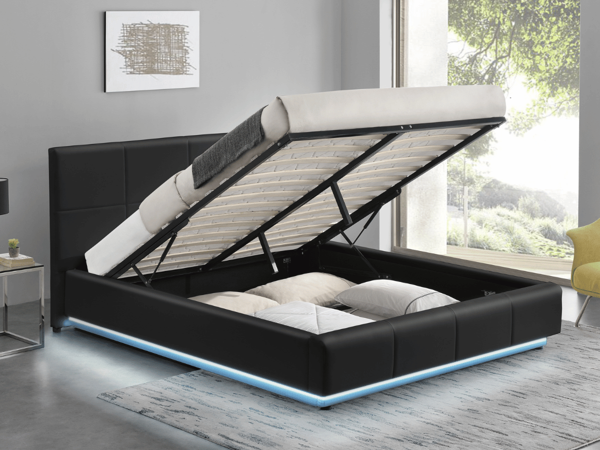 Cama LUMEA - Somier luminoso con caja de almacenaje