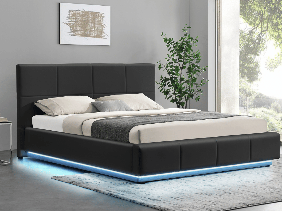 Cama LUMEA - Somier luminoso con caja de almacenaje