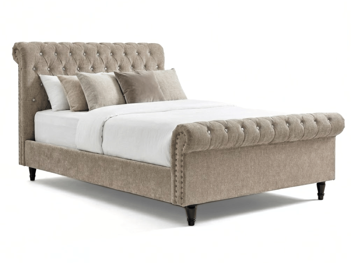 Lit Lisa – Lit Capitonné avec Sommier à Lattes Inclus