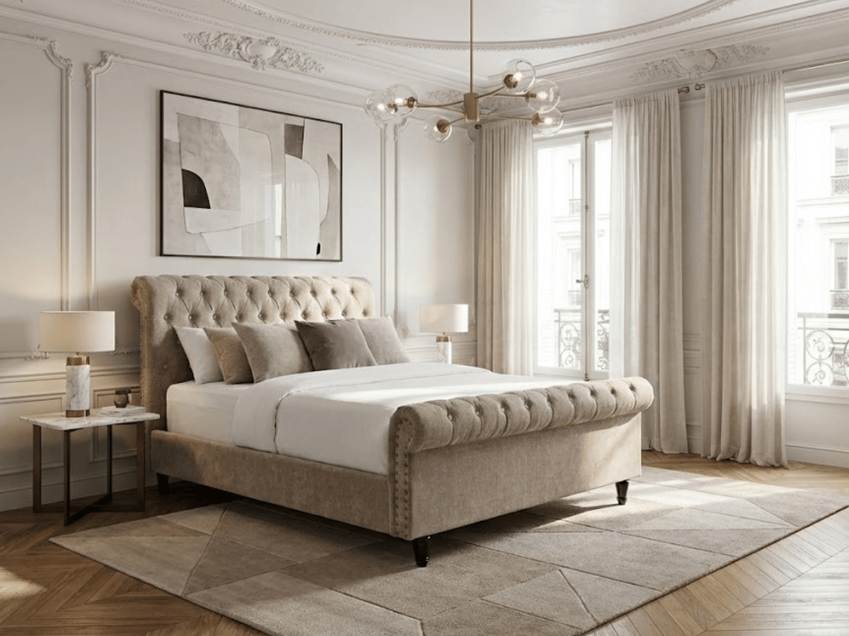 Lit Lisa – Lit Capitonné avec Sommier à Lattes Inclus