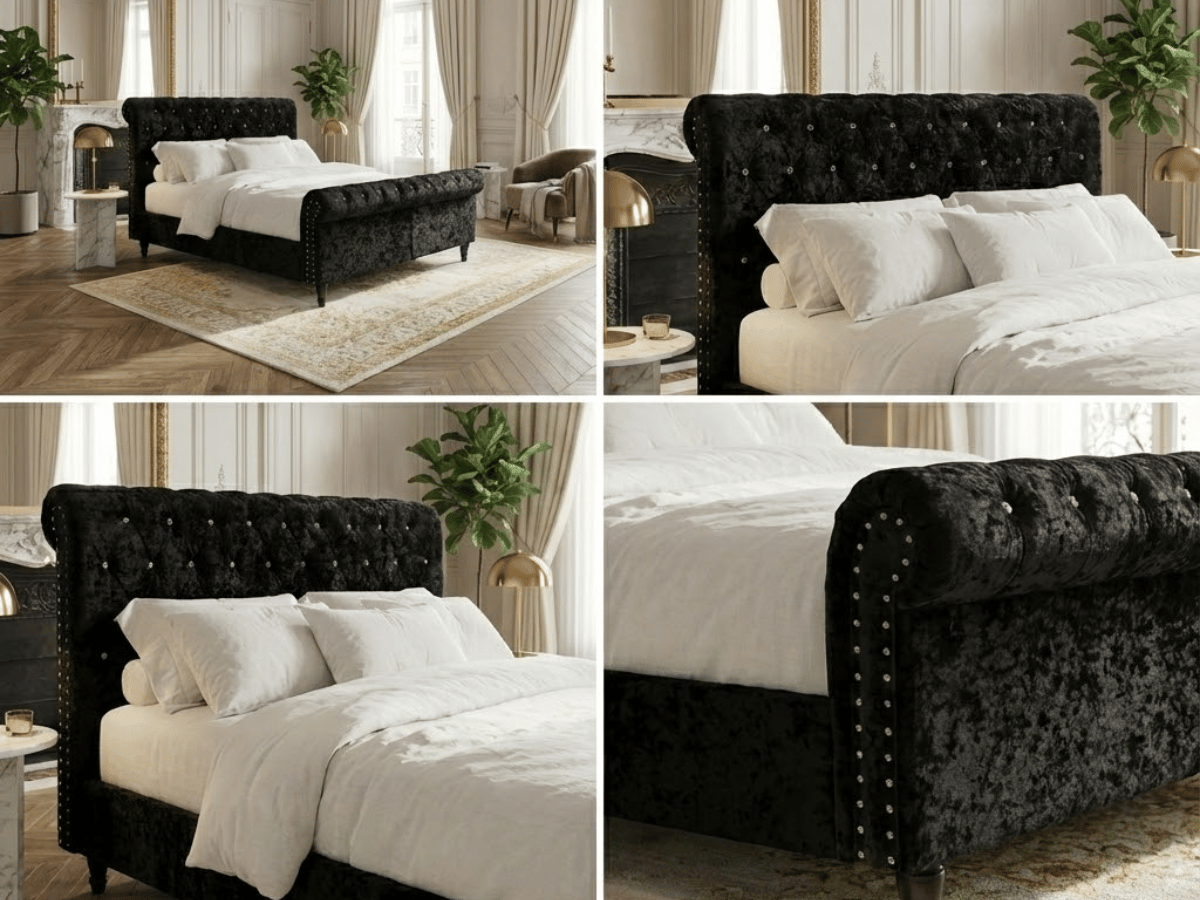 Cama Lisa – Cama tapizada con somier de láminas incluido