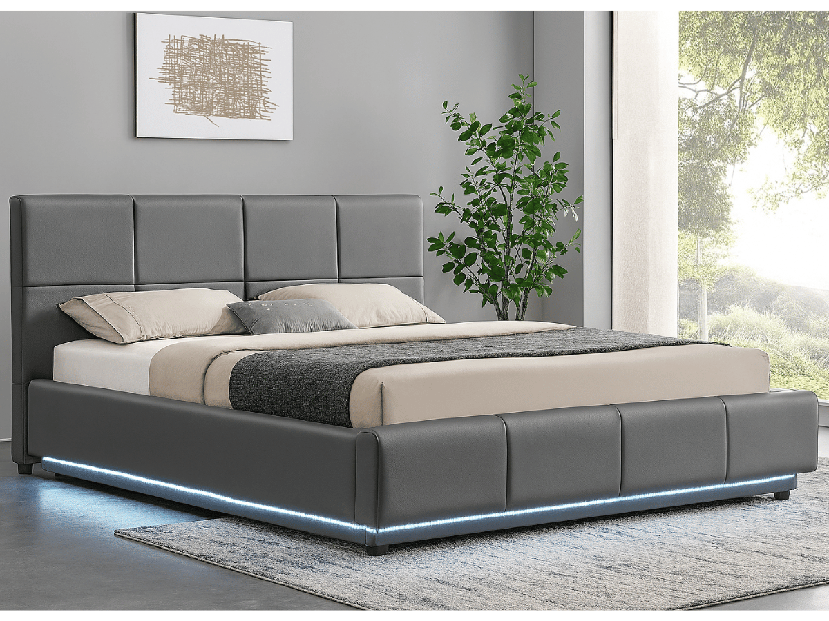 Cama LUMEA - Somier luminoso con caja de almacenaje