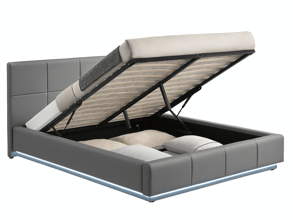 Cama LUMEA - Somier luminoso con caja de almacenaje