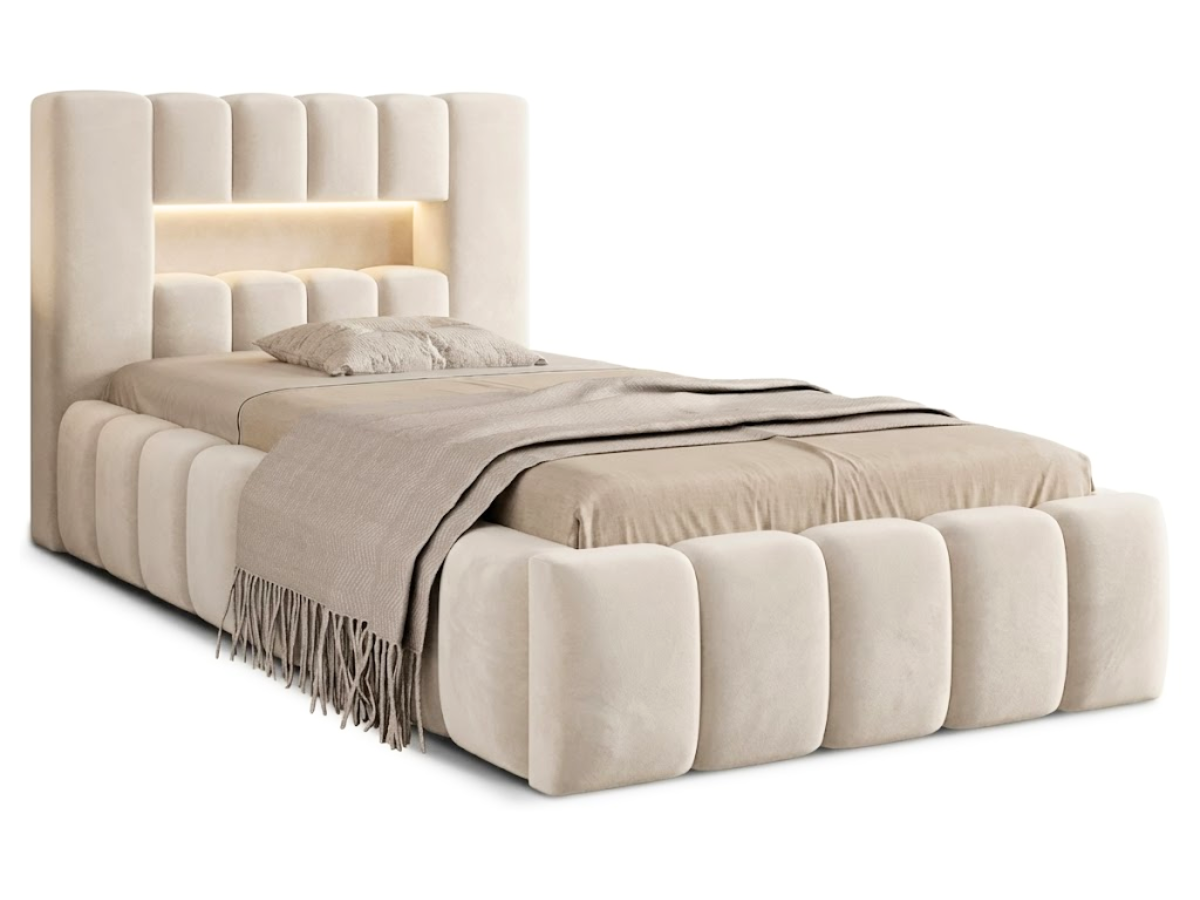 Lit coffre rembourré avec LED  - JULIETTE