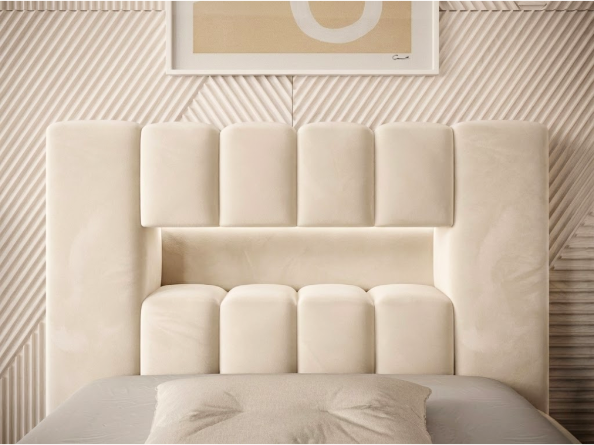 Lit coffre rembourré avec LED  - JULIETTE