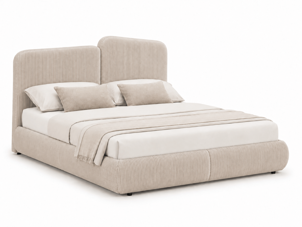 Lit coffre Romane – Tête de lit moderne asymétrique et grand rangement