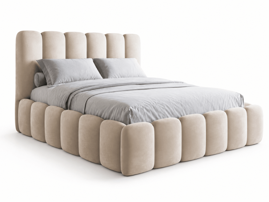 Lit coffre design avec tête de lit matelassée - JADE