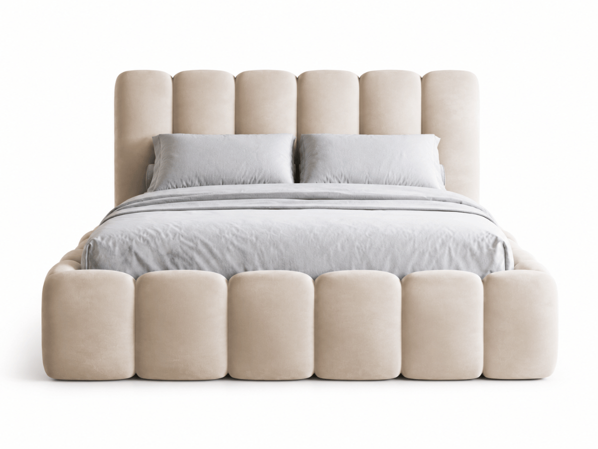 Lit coffre design avec tête de lit matelassée - JADE