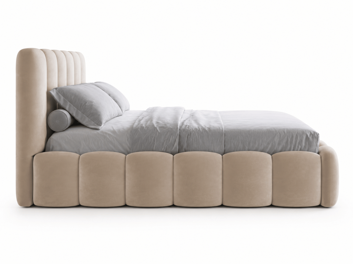 Lit coffre design avec tête de lit matelassée - JADE