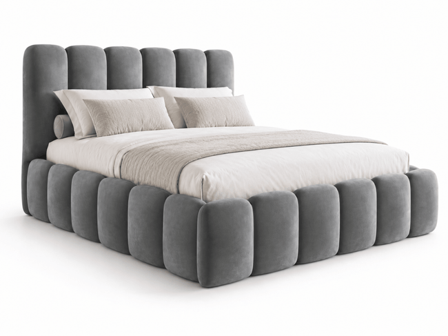 Lit coffre design avec tête de lit matelassée - JADE