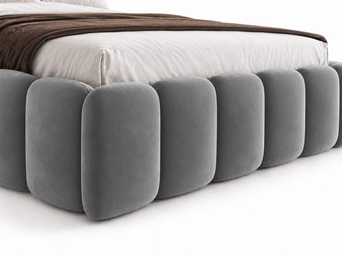 Lit coffre design avec tête de lit matelassée - JADE