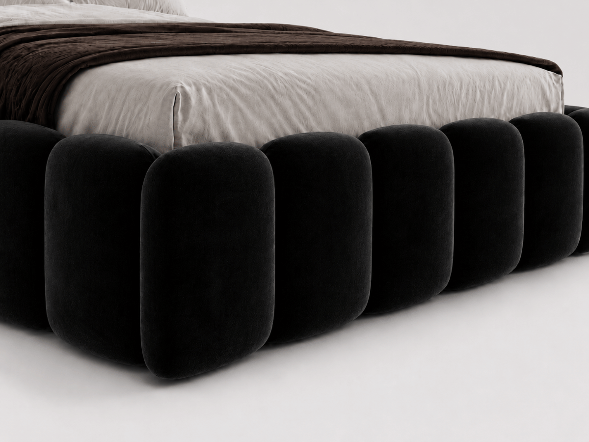 Lit coffre design avec tête de lit matelassée - JADE