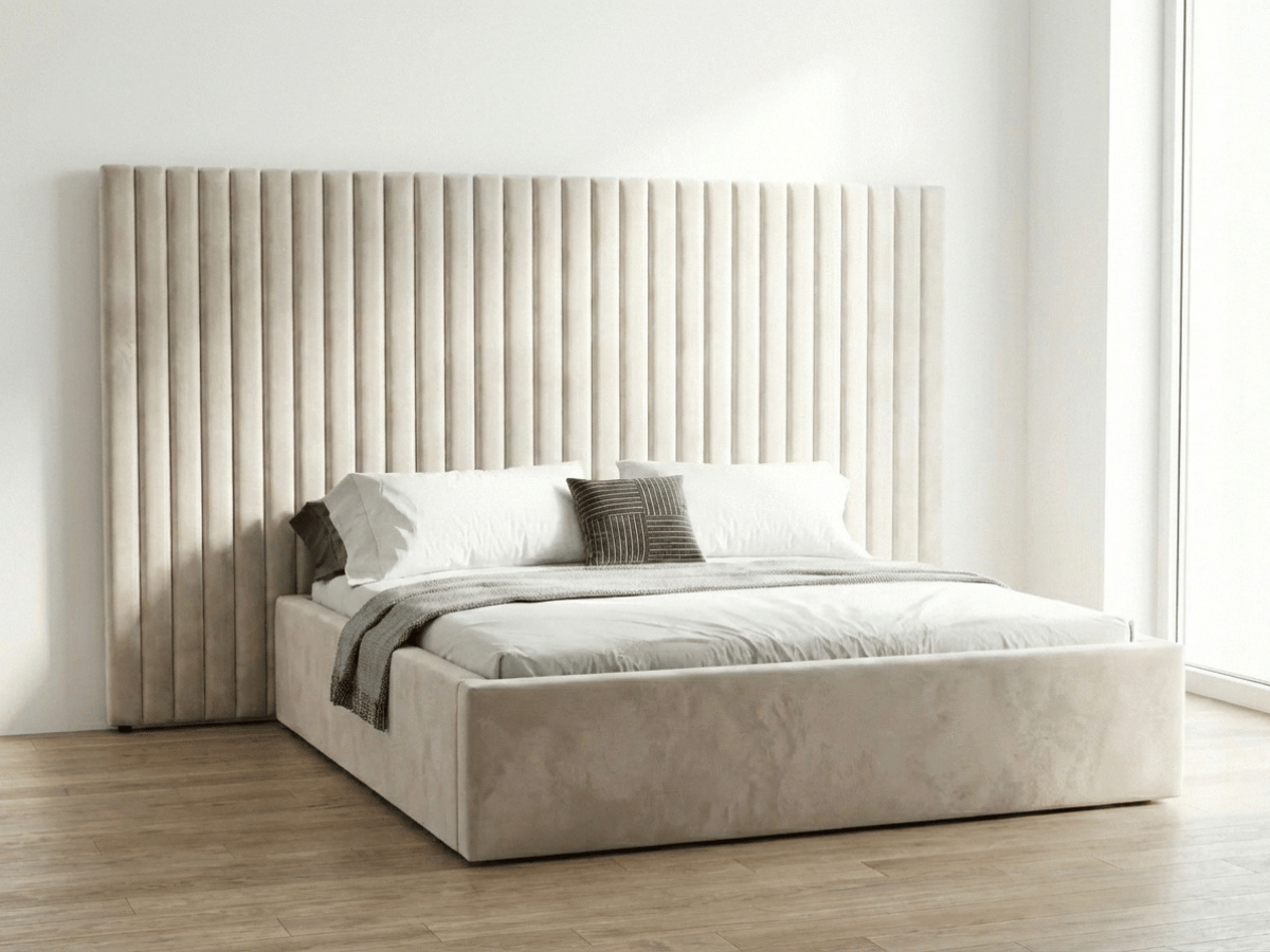 Lit coffre grande tête de lit XXL - EMILIE