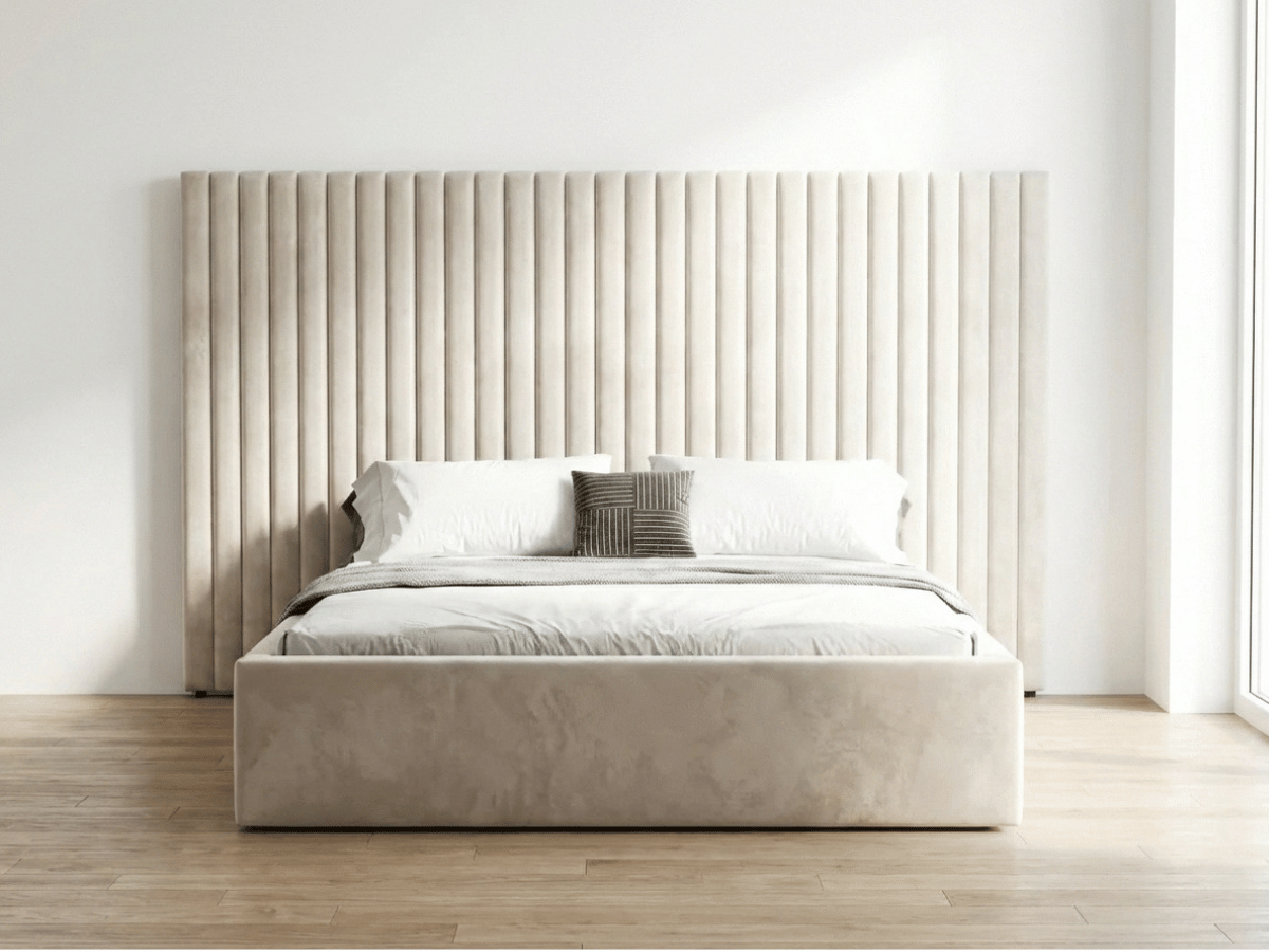 Lit coffre grande tête de lit XXL - EMILIE