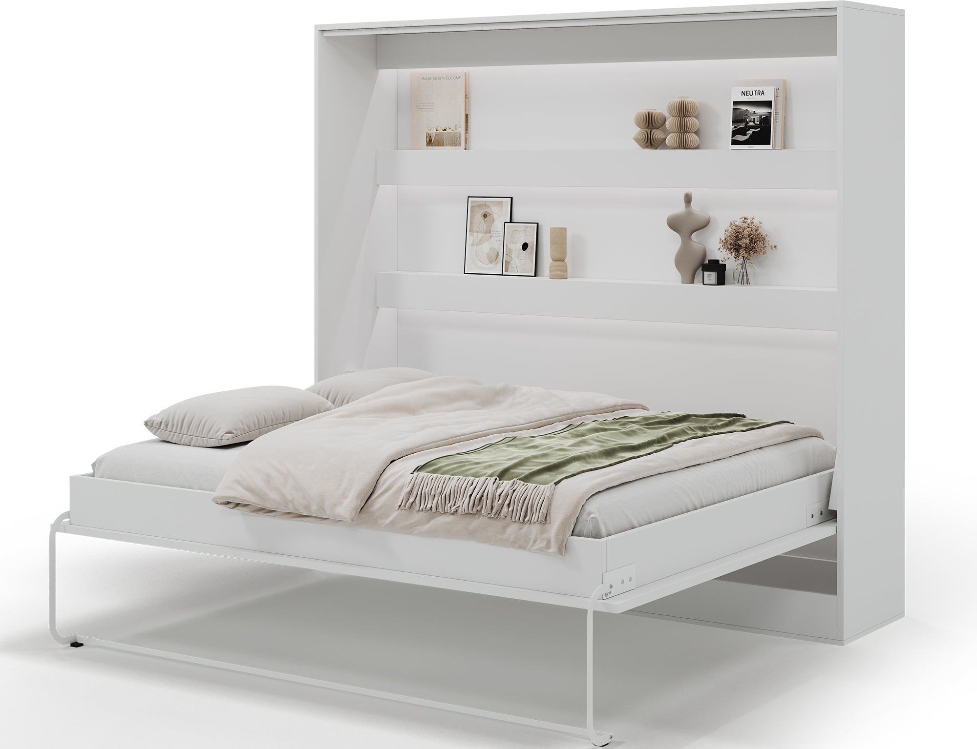 Lit escamotable NEO – armoire lit murale verticale avec rangements