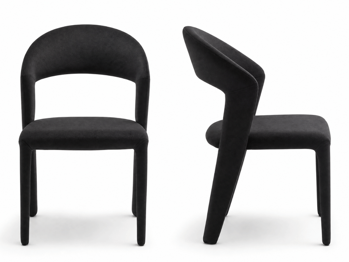 Lot de 4 chaises Madeleine — velours anti-taches & design enveloppant