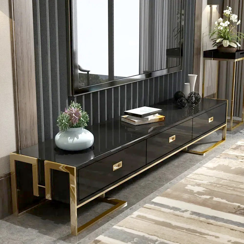 Meuble tv noir avec tiroirs base or laqué Luxuria_20548.jpg