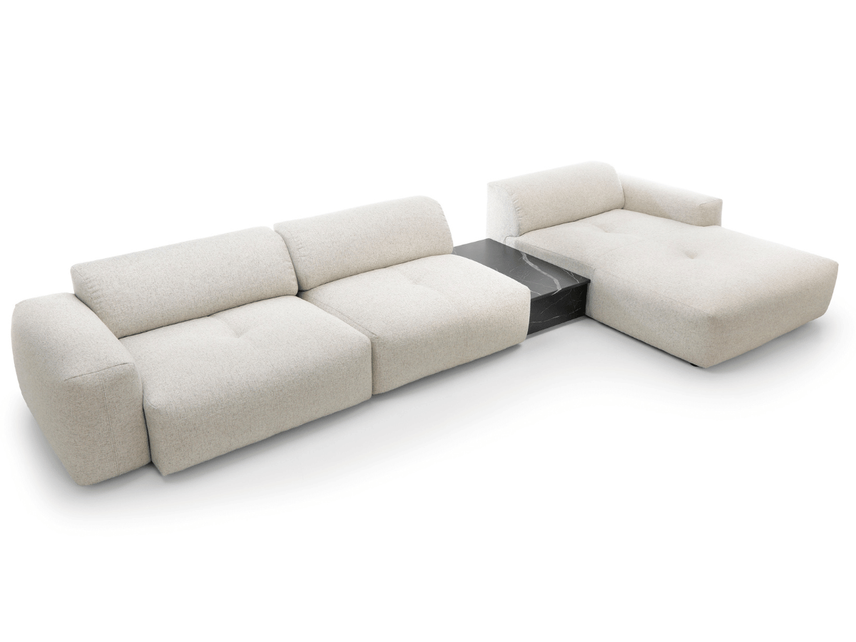 Colección Montorgueil - Sofás modulares excepcionales con mesa en acabado cuarzo