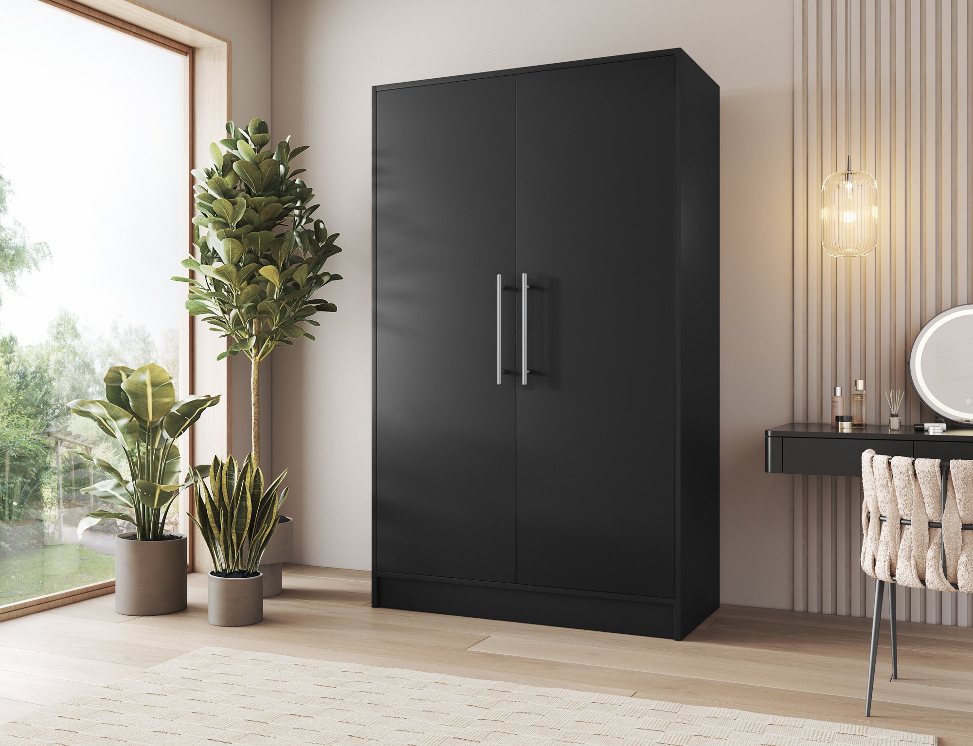 Armoire Dressing 2 Portes 120 cm – Design Moderne + Grand Rangement – Miroir Optionnel - NORVIA