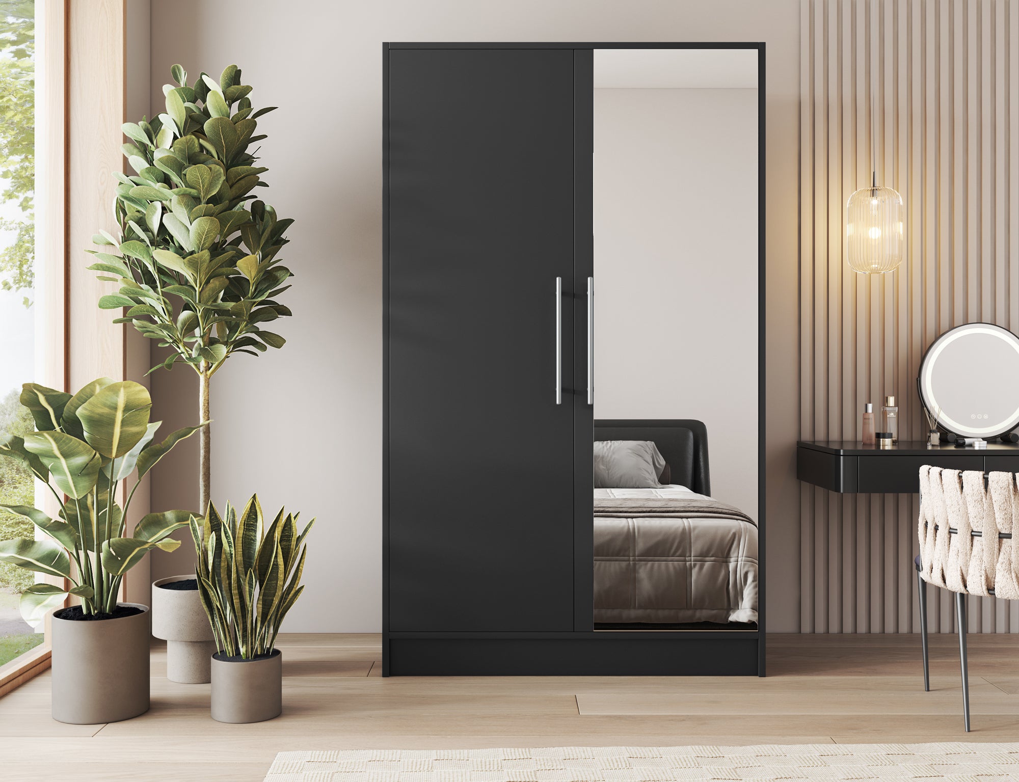 Armoire Dressing 2 Portes 120 cm – Design Moderne + Grand Rangement – Miroir Optionnel - NORVIA