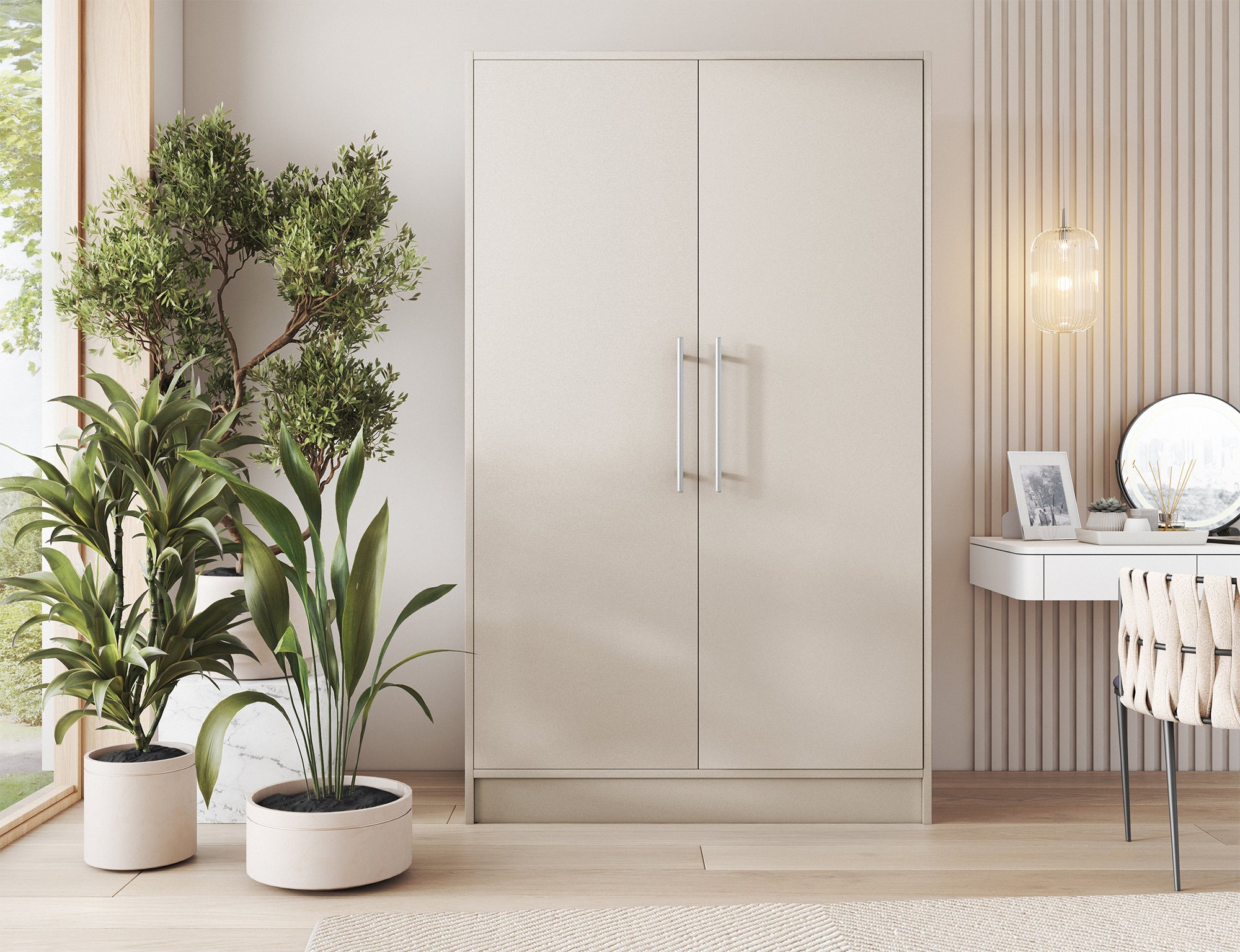 Armoire Dressing 2 Portes 120 cm – Design Moderne + Grand Rangement – Miroir Optionnel - NORVIA