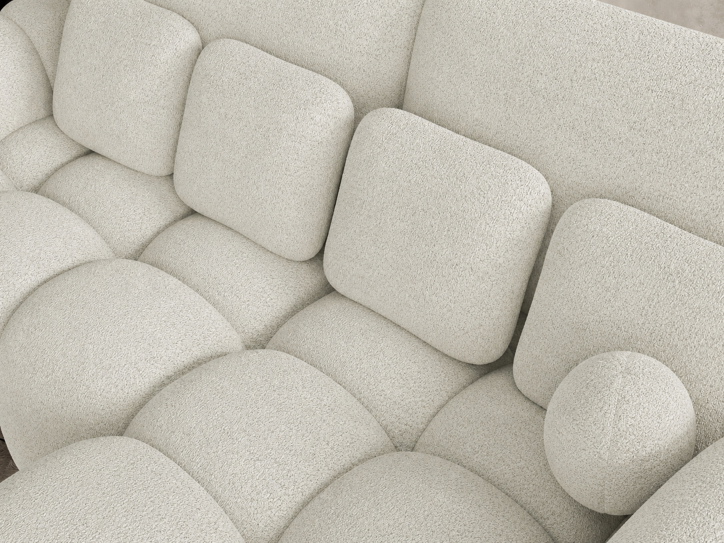 Canapé d'angle convertible Saint-Germain 4 places – vue d'angle, tissu boucle blanc