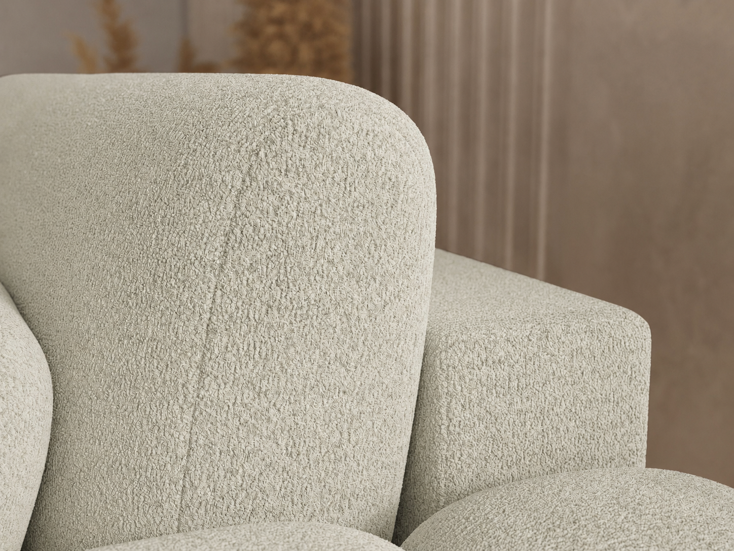 Canapé Saint-Germain – dossier et coussins, tissu boucle beige